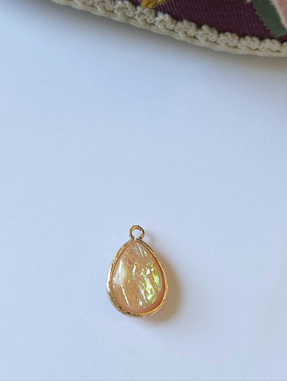 Peach Faux Opal Gold Plated Pendant or Charm Jewelry Making